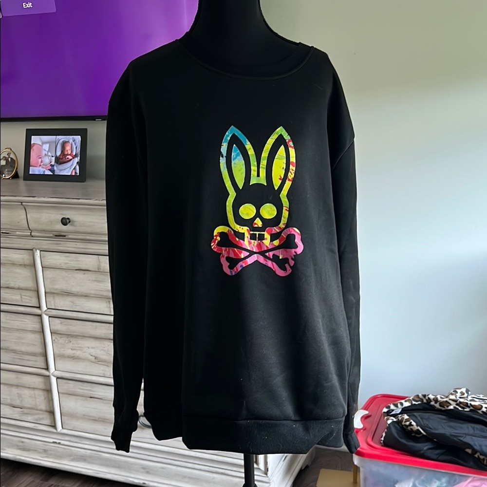 Psycho Bunny Black Sweatshirt with Multicolor Logo